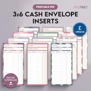 Cash Envelope Inserts (GBP) Printable PDF, 3x6 inch, Sinking Funds Labels, Budgeting Inserts, Cash Trackers, Cash Spending Log