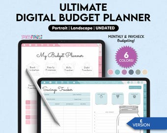 Digital Budget Planner (GBP), Finance Planner, British Pounds, Paycheck Budget Finance Tracker, Goodnotes Notability Samsung Notes Noteshelf