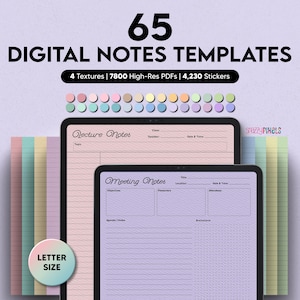 Digital Notes Templates (Letter Size) Goodnotes Notability College Student Nursing School iPad Digital Notetaking Notepaper Tablet Android