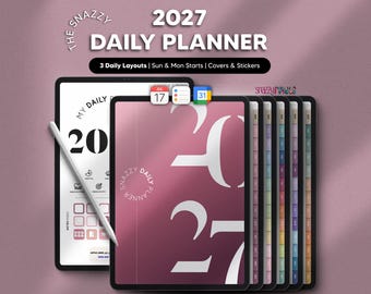 2027 Digital Daily Planner, Dated Portrait, Minimalist Elegant Weekly Monthly Journal Notebook, iPad Android Samsung Notability Goodnotes