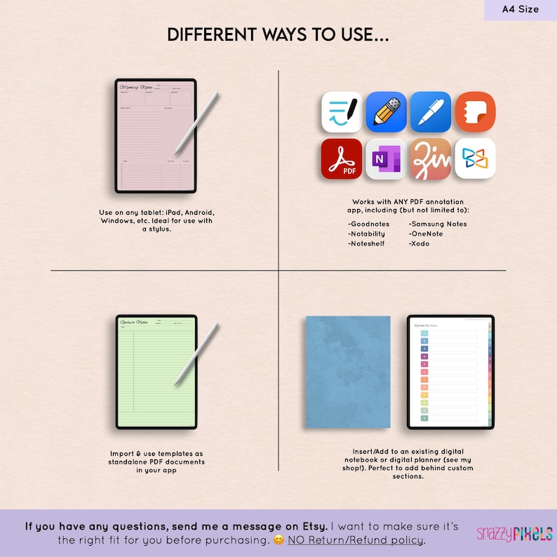 Digital Notes Templates (A4 Size) Goodnotes Notability College Student ...