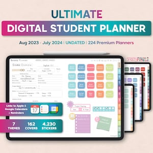 Digital Student Planner UNDATED & DATED 2023-2024 Academic Planner, Digital College Planner, iPad Goodnotes Notability Noteshelf Samsung
