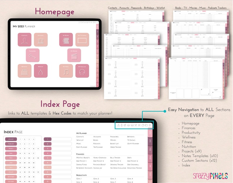 2023 2024 Digital Daily Planner blush Dated Life Planner Etsy
