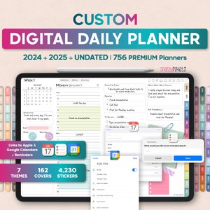 Digital Daily Planner 2024 2025 UNDATED, iPad Goodnotes planner, Notability planner, Noteshelf planner, Samsung, dated digital planner