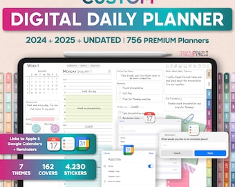 Digital Daily Planner 2024 2025 UNDATED, iPad Goodnotes planner, Notability planner, Noteshelf planner, Samsung, dated digital planner