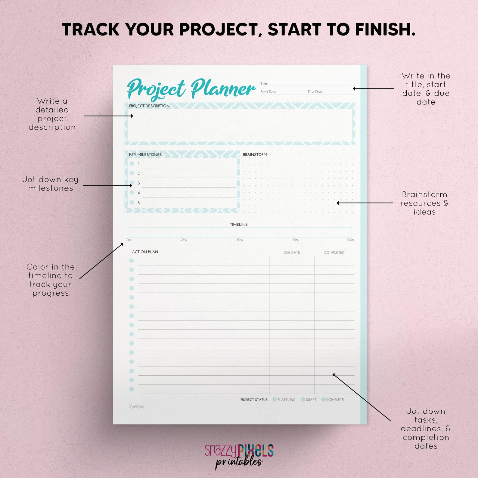 Colorful Project Planner Printable, Task List (digital Download) - Etsy