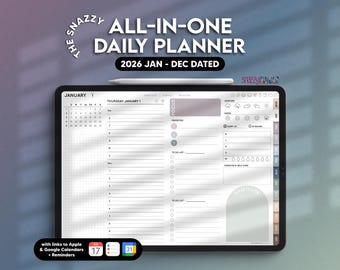 2026 Dated Digital Daily Planner (Neutrals), Landscape Planner for Goodnotes Notability Noteshelf iPad, Digital Daily Weekly Monthly Planner