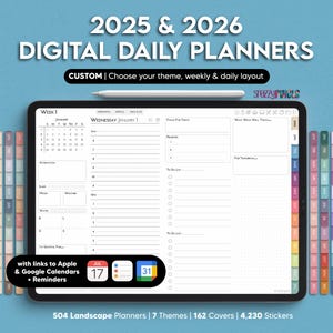 2025 & 2026 Custom Digital Planner, All-in-One Digital Daily Planner, Dated Digital Journal, Goodnotes Template, for iPad, Android, Samsung