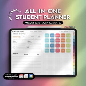 ALL-IN-ONE Digital Student Planner (Rainbow), 2025-2026 Academic Planner, Digital College Planner, Goodnotes Notability iPad Samsung