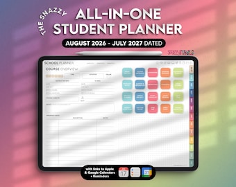 2026-2027 Digital Student Planner, Academic Planner Assignment Tracker for Goodnotes, Notability, iPad (Rainbow)