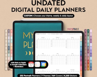UNDATED Digital Daily Planner, Portrait All-in-One Planner, Digital Journal, Goodnotes Templates for iPad, Samsung, Android, Noteshelf
