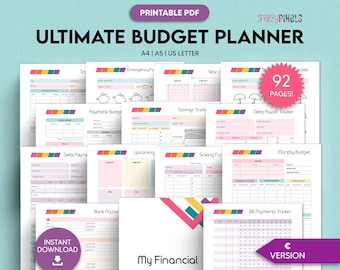 Budget Planner Printable PDF (EURO MultiColor), Financial Planner Printable, Budgeting Binder, Finance Tracker Bundle | A4 A5 Letter
