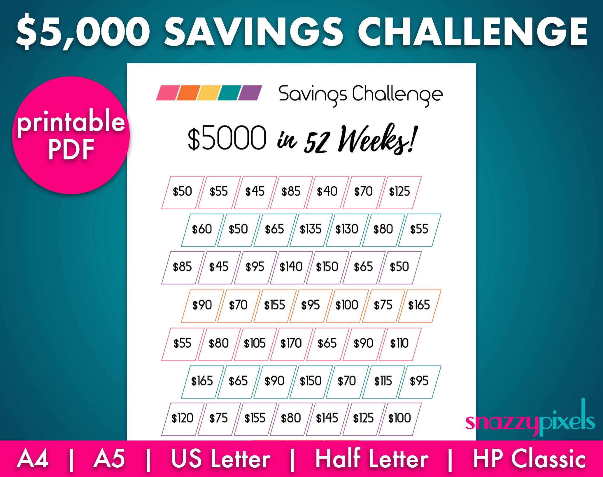Savings Goal Tracker New Zealand 5,000 Dollars