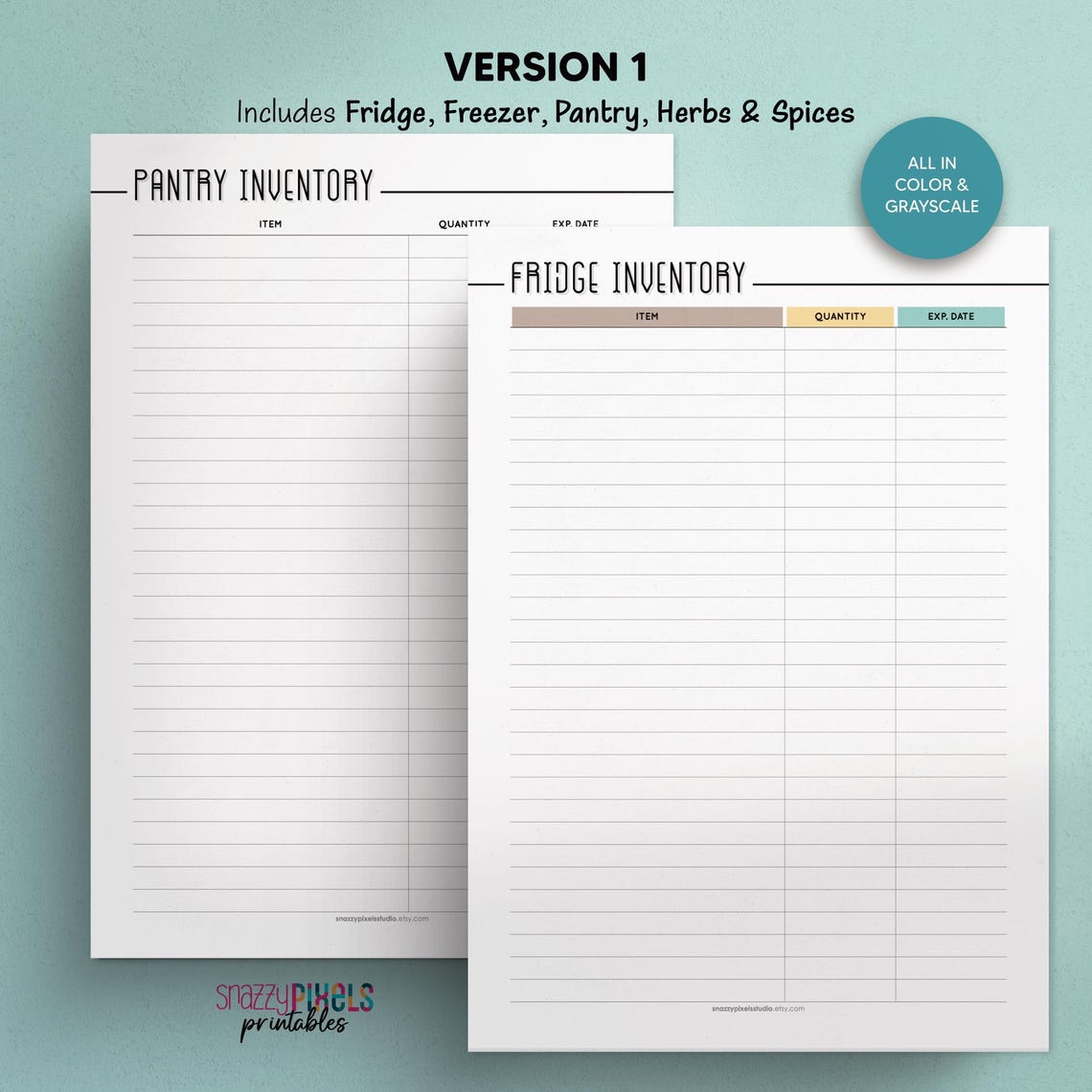 Kitchen Inventory Printable Template, Fridge Freezer Pantry Herbs ...