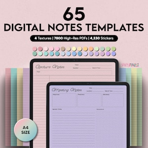Digital Notes Templates (A4 Size) Goodnotes Notability College Student Nursing School iPad Digital Notetaking Notepaper Tablet Android