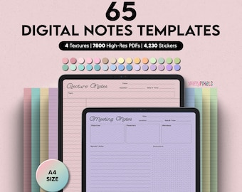 Digital Notes Templates (A4 Size) Goodnotes Notability College Student Nursing School iPad Digital Notetaking Notepaper Tablet Android
