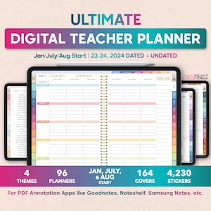 Digital Teacher Planner 23/24 + 2024 UNDATED & DATED Lesson Planner, Academic Planner, Homeschool Planner, Goodnotes iPad Samsung Noteshelf