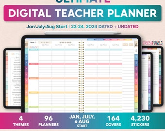 Planificateur d’enseignant numérique 23/24 + 2024 Planificateur de cours NON DATÉ et DATÉ, Planificateur académique, Planificateur d’école à la maison, Goodnotes iPad Samsung Noteshelf