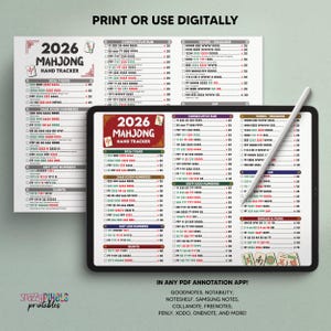 2026 Mahjong Hand Tracker Printable PDF, American Mahjong, Mah Jongg, Mahjong Scorecard, Mahjong Tiles, Mahjong Game Night