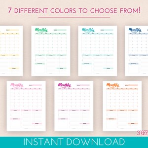Month at a Glance Planner Printable PDF (color), Month Goals, to Do ...