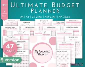 Budget Planner Printable PDF (Pink), Financial Planner Printable, Budgeting Binder, Finance Tracker Bundle, Paycheck Budget Template