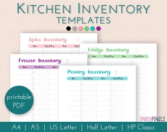 Kitchen Inventory Printables PDF, Pantry Inventory, Fridge Inventory, Freezer Inventory, Spice Inventory, Food Inventory, Food List Tracker