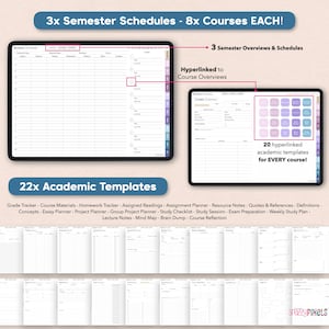 digital college planner semester schedule templates and digital academic notes templates