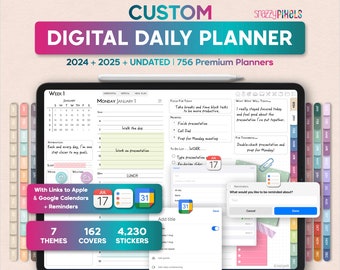 Digital Daily Planner 2024 2025 UNDATED, iPad Goodnotes planner, Notability planner, Noteshelf planner, Samsung, dated digital planner