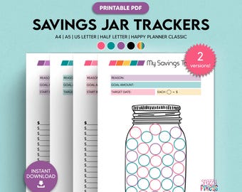 Savings Jar Tracker Printable, Goal Planner (A4, A5, Letter Sizes) (PDF)