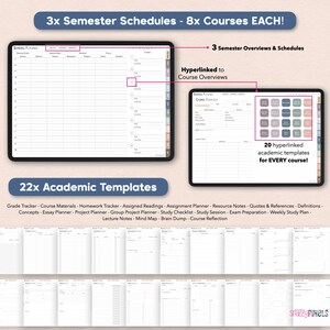 digital college planner semester schedule templates and digital academic notes templates