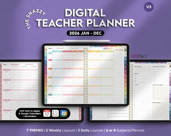 Digital Teacher Planner 2026 DATED Lesson Planner, Academic Planner, for Goodnotes iPad Samsung Noteshelf Penly Notability