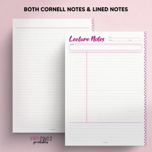 Printable Lecture Notes, Cornell Notes Template, Lined Notes Paper ...