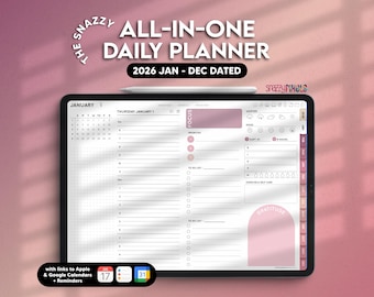 2026 Dated Digital Daily Planner (Blush), Landscape Planner for Goodnotes Notability Noteshelf iPad, Digital Daily Weekly Monthly Planner