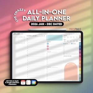 2026 Dated Digital Daily Planner (Rainbow), Landscape Planner for Goodnotes Notability Noteshelf iPad, Digital Daily Weekly Monthly Planner