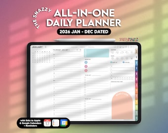 2026 Dated Digital Daily Planner (Rainbow), Landscape Planner for Goodnotes Notability Noteshelf iPad, Digital Daily Weekly Monthly Planner