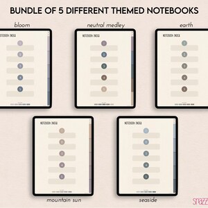 5 Digital Notebooks (neutrals), 5 Tabs for Goodnotes Notability ...