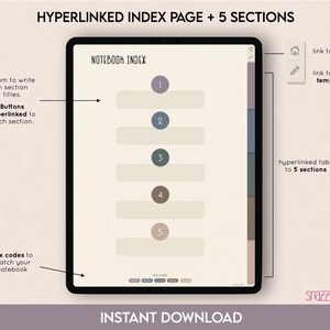 Neutral Digital Notebook Bundle, 5-tab, Notes Templates (digital ...