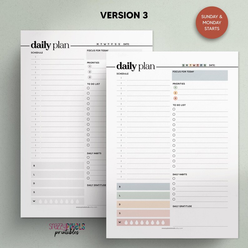 Daily Planner Printable, Fillable PDF, Minimalist To-do List (a4/a5 ...