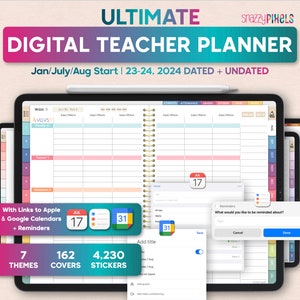Digital Teacher Planner 23/24 + 2024 UNDATED & DATED Lesson Planner, Academic Planner, Homeschool Planner, Goodnotes iPad Samsung Noteshelf