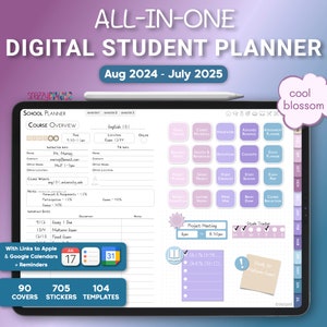 ALL-IN-ONE Digital Student Planner (Cool), 2024-2025 Academic Planner, Digital College Planner, Goodnotes Notability Noteshelf iPad Samsung