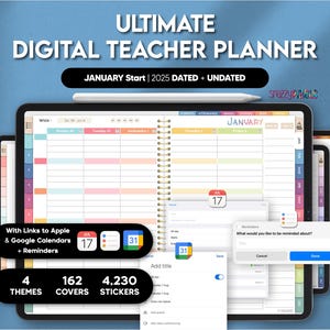 Digital Teacher Planner 2025 UNDATED & DATED Lesson Planner, Academic Planner, for Goodnotes iPad Samsung Noteshelf Penly Notability