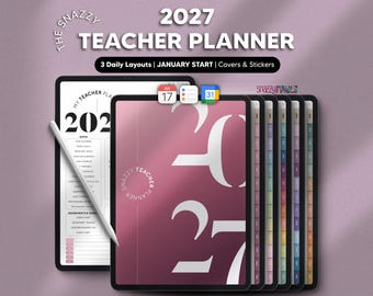 2027 Digital Teacher Planner (Portrait), Dated January start planner for Goodnotes, Notability, iPad, Android, Samsung