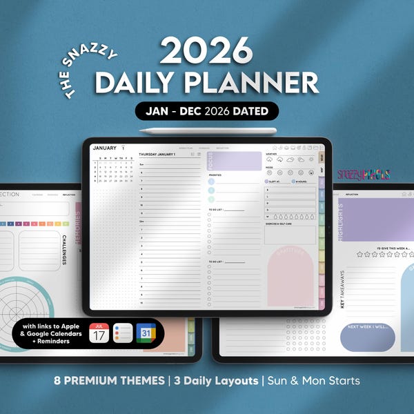 2026 Digital Daily Planner | All-in-One Digital Daily Journal Notebook, for Goodnotes, Notability, iPad, Android, Samsung Notes, Noteshelf