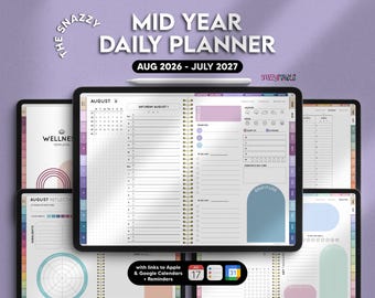 Mid Year August 2026 - July 2027 All-in-One Daily Planner (for iPad, Goodnotes, Notability, Samsung, Noteshelf, Android, Windows tablets)