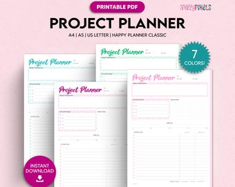 Farbenfroher Projektplaner Printable, Aufgabenliste (Digitaler Download)