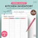 Kitchen Inventory Printable Template, Fridge Freezer Pantry Herbs ...