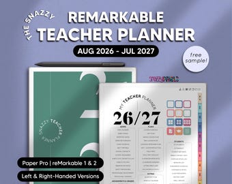 reMarkable Teacher Planner AUG 2026 - JULY 2027, Digital Planner for reMarkable Paper Pro, reMarkable 2 Planner, reMarkable templates