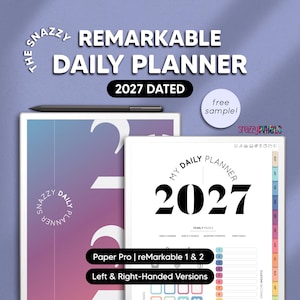 2027 reMarkable Digital Daily Planner, Digital Planner for reMarkable Paper Pro, reMarkable 2 Planner, reMarkable templates