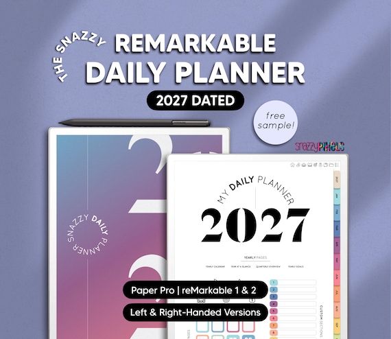 2027 reMarkable Digital Daily Planner, Digital Planner for reMarkable Paper Pro, reMarkable 2 Planner, reMarkable templates