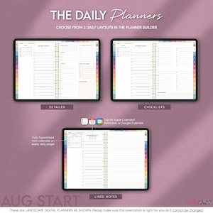 Digital daily planning pages for teachers including a daily schedule, to do lists, lined notes, etc.